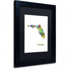 Trademark Fine Art "Florida State Map-1" Canvas Art by Marlene Watson, White Matte, Black Frame   556015162